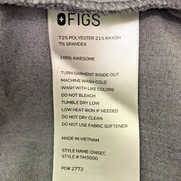 FIGS Technical Collection Scrubs Graphite Gray Men's Large Chisec Top 3 Pockets - Picture 6 of 8